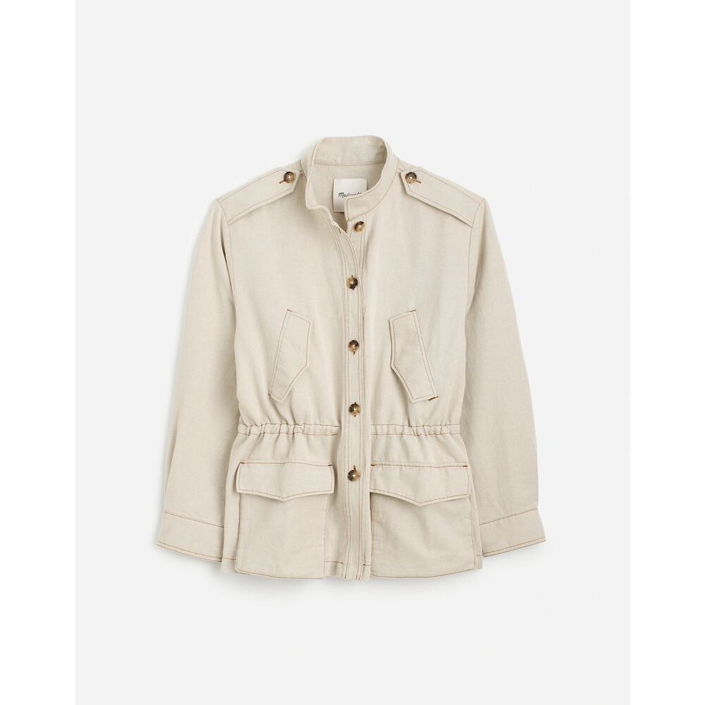 $198 New Madewell Cinched Utility Jacket in Italian Linen Twill - Bone - Small